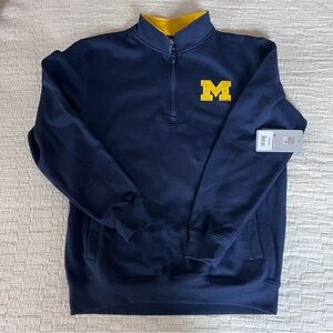 NWT University of Michigan Navy Blue 1/4 Zip Pullover Tortugas Logo Men M